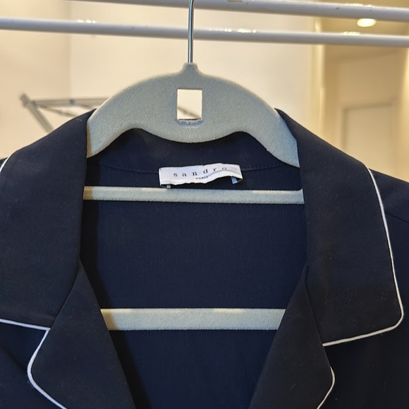 Men’s Sandro navy dress shirt with white piping size small - Picture 2 of 2